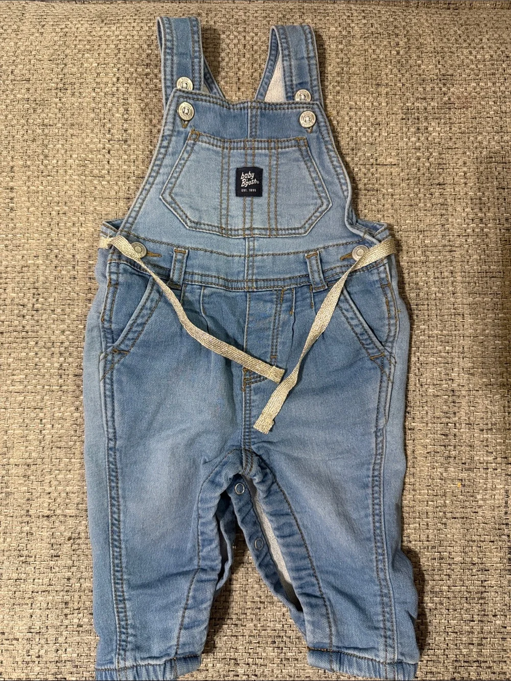 GAP Light Blue Denim Baby Overalls with Contrast Drawstring
